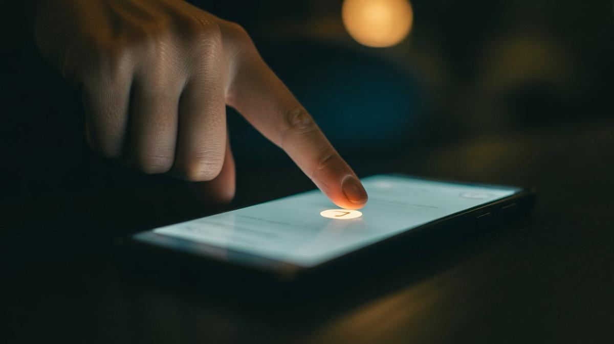 Finger about to tap a single glowing play button on a phone