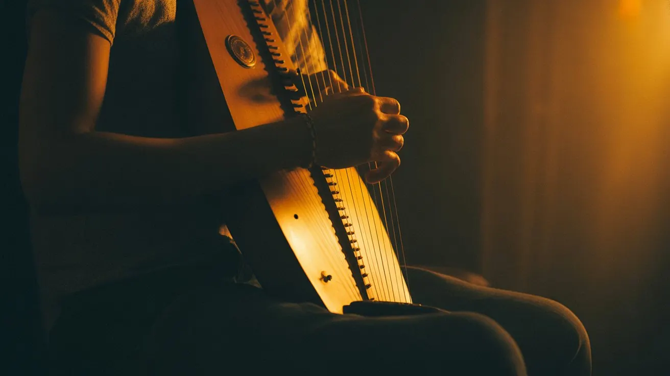 Kora strings in warm golden light