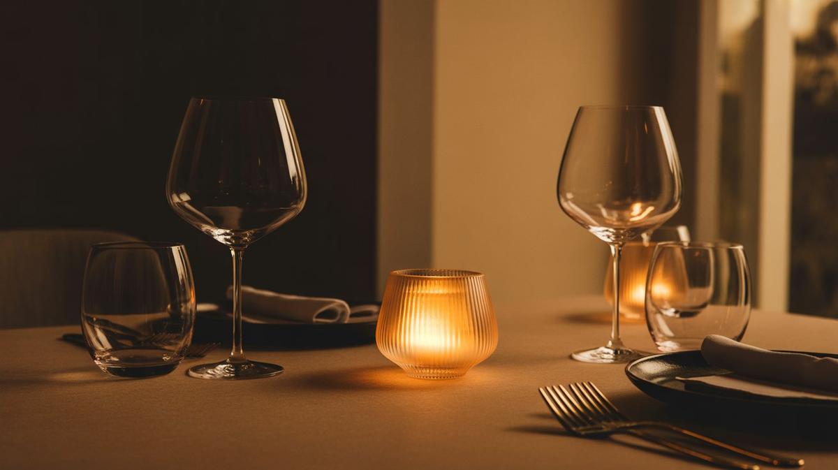 Candlelit dinner table with a warm golden glow