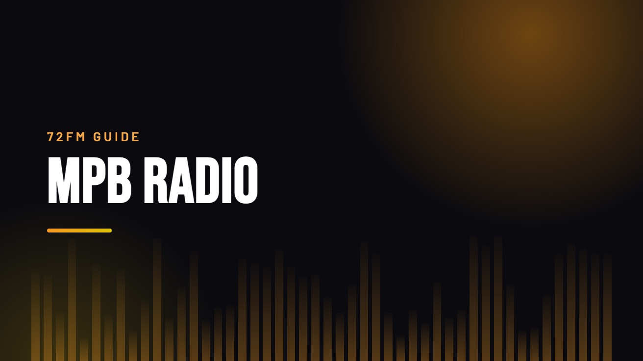 Title card for the guide: MPB Radio, in amber on black with an equaliser motif