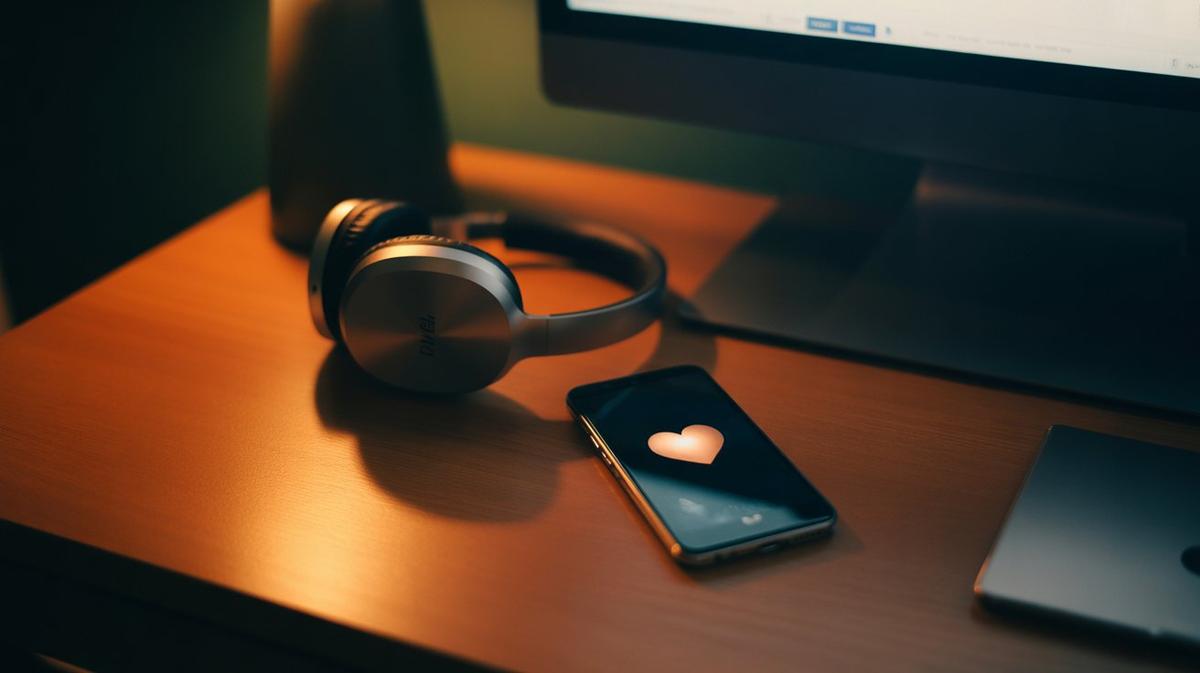 Phone showing a glowing favourite icon on a desk