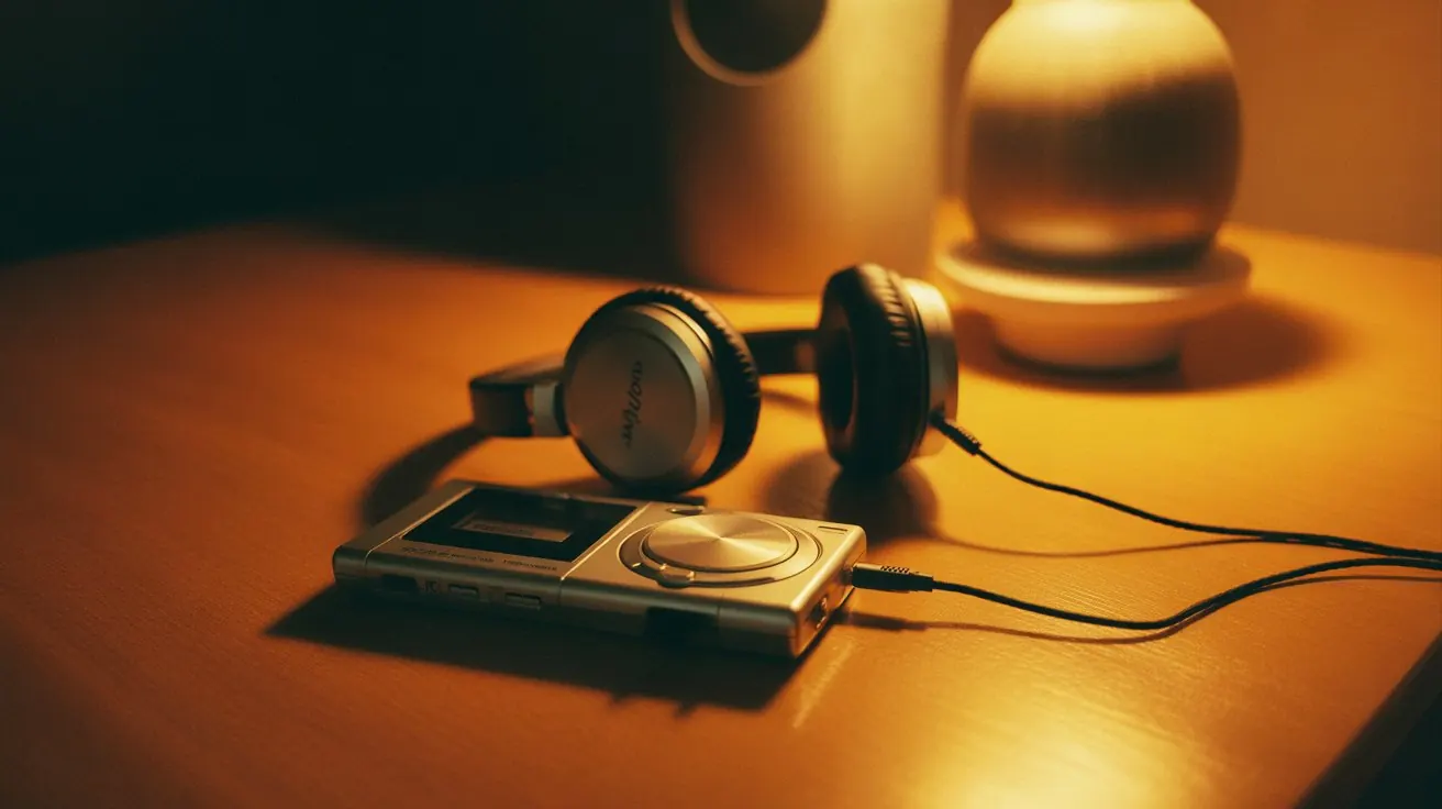 Walkman and headphones in warm light
