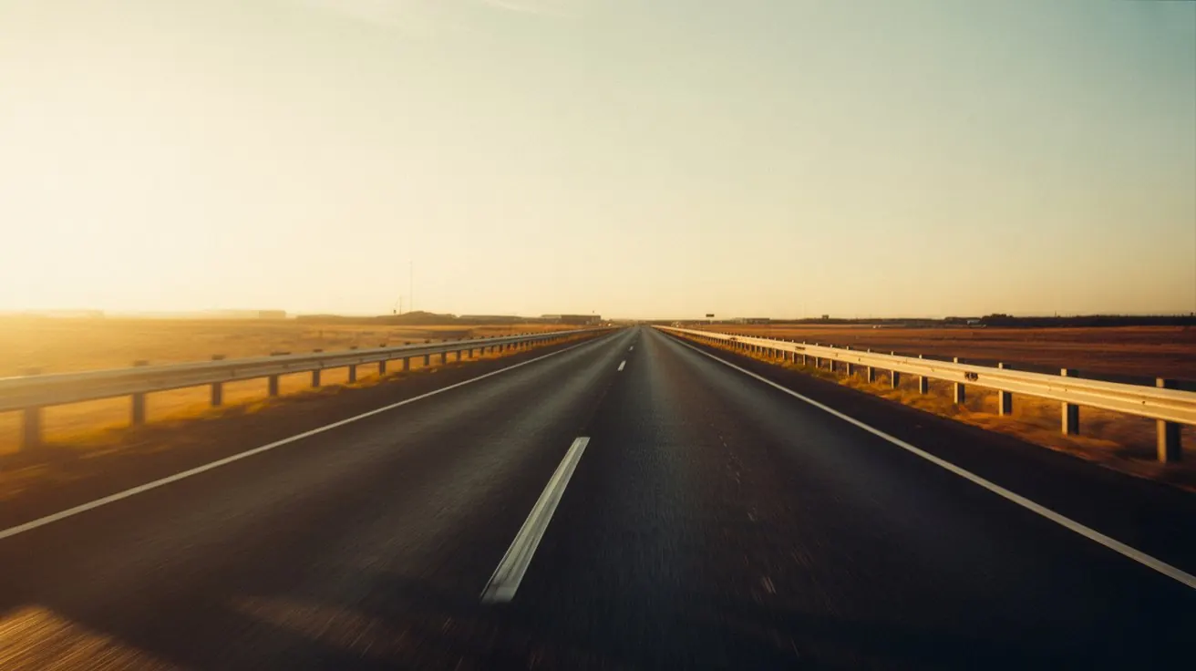 American highway at golden hour
