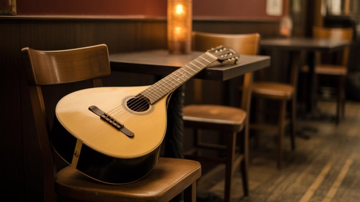 Portuguese guitarra in a warm Lisbon tavern