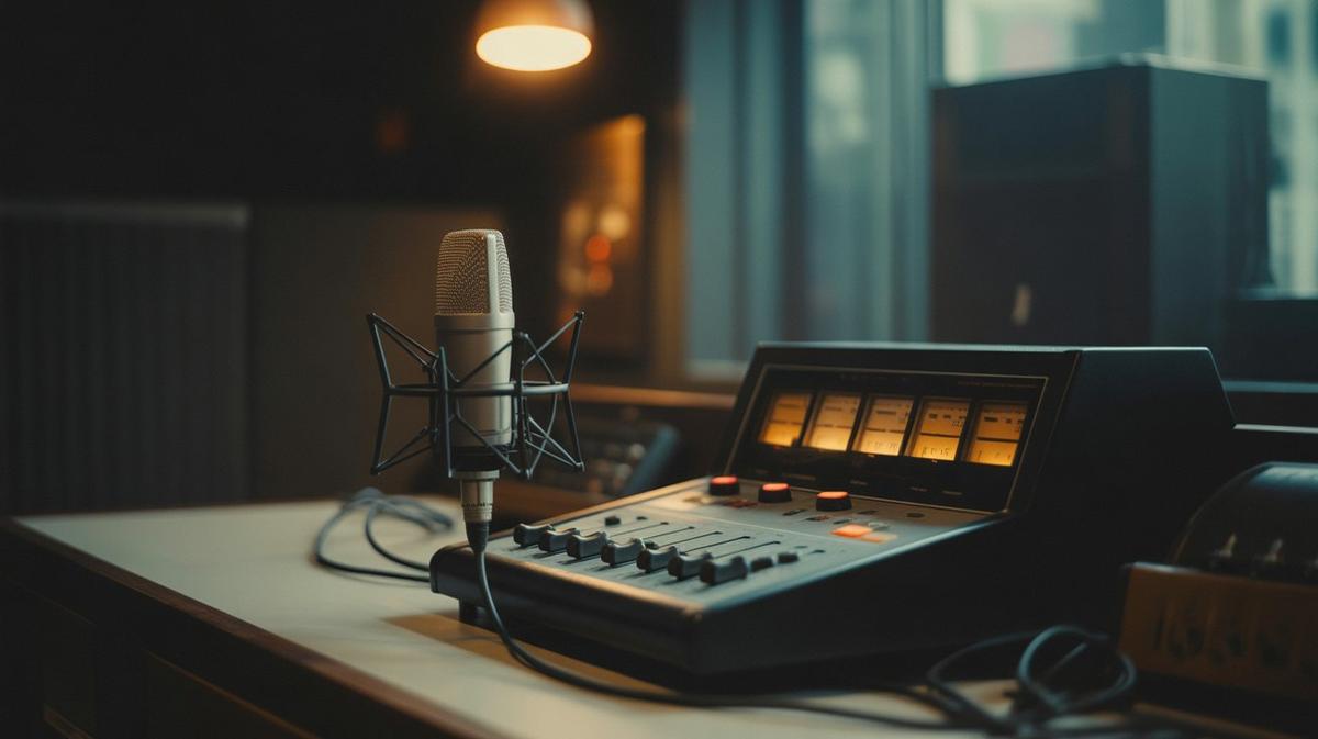Classic radio studio with a glowing console